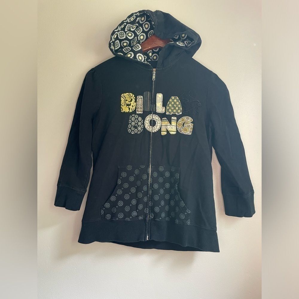 Black Billabong Zip-Up Hoodie youth size medium